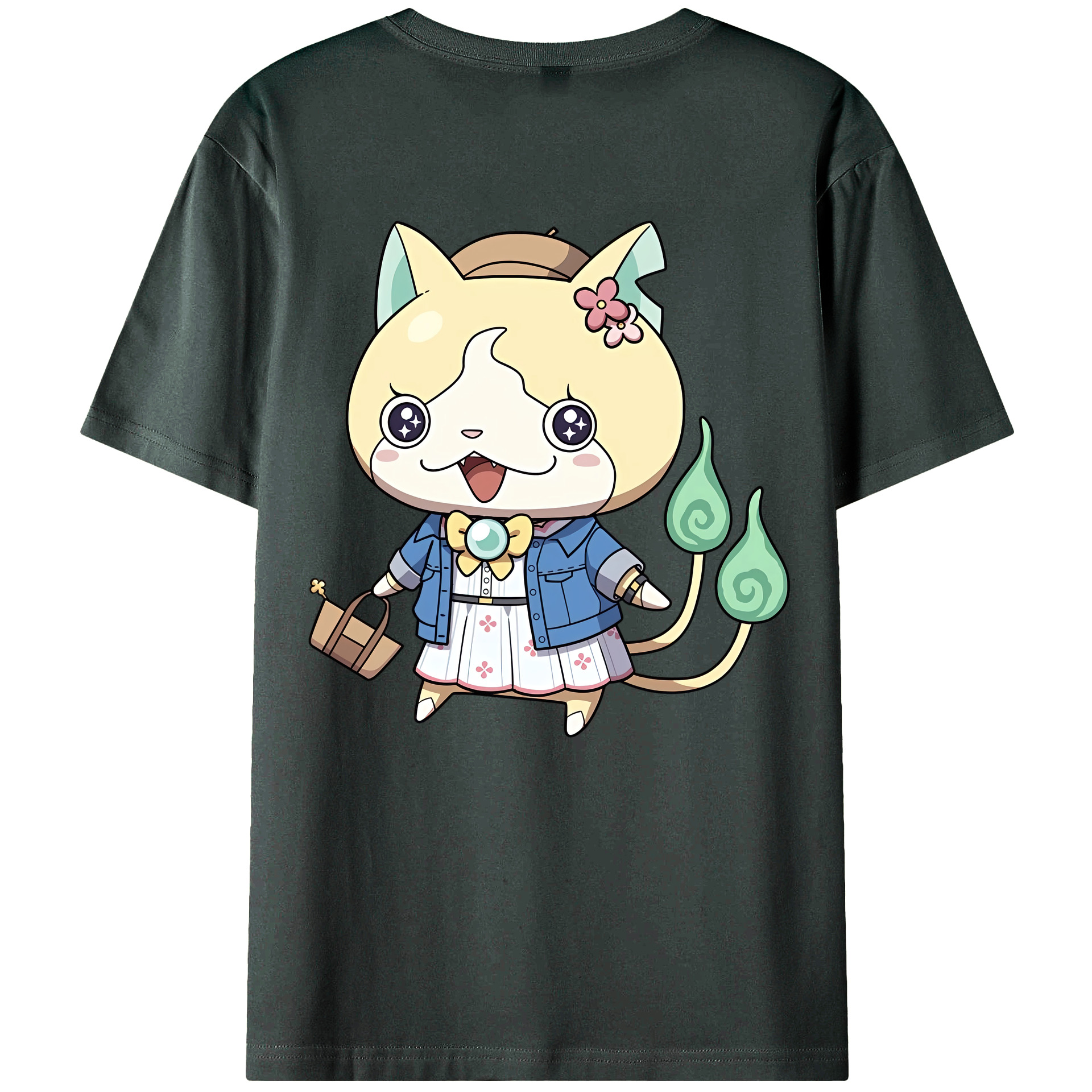 （画像用） 妖怪ウォッチ Yo-kai Watch 綿100％ メンズ半袖Tシャツ（バックプリント） 通気性